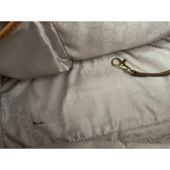 Michael Kors Large Saffiano Leather Selma Satchel Handbag Luggage Brown - Picture 13 of 16